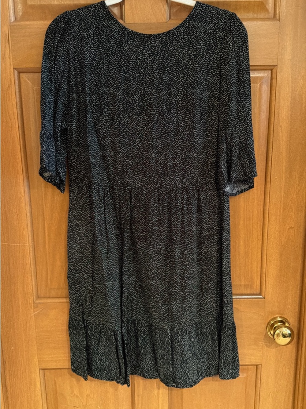 LOFT Black Microdot Midi Dress